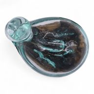 Carafe Canard  En Verre Fondu Sur Bois Avec Bouchon