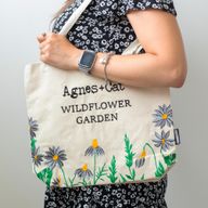Tote Bag en Coton – Broderie Jardin de Fleurs Sauvages (Fleurs Violettes)