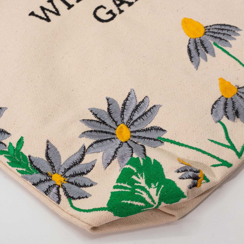 Tote Bag en Coton – Broderie Jardin de Fleurs Sauvages (Fleurs Violettes)