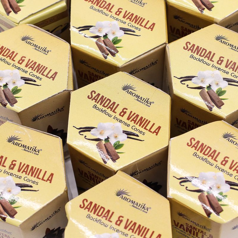 Paquet de 10 Cônes d'Encens Masala à Refoulement - Bois de Santal & Vanille