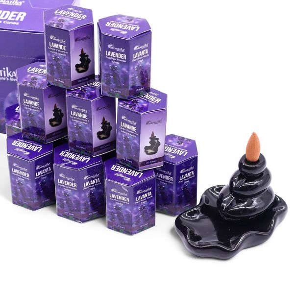 Paquet de 10 Cônes d'Encens Masala à Refoulement - Lavande