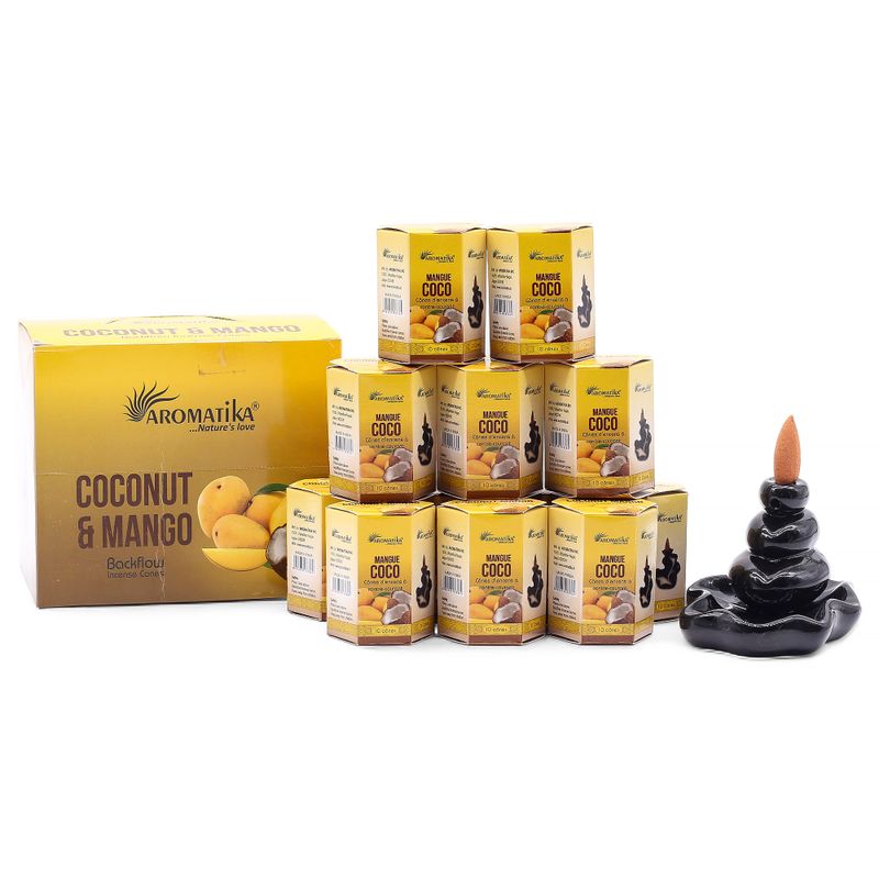 Paquet de 10 Cônes d'Encens Masala à Refoulement - Noix de Coco & Mangue