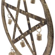 Carillons Indiens – Pentagone en Fer avec Cloches de Vache – 25x49 cm