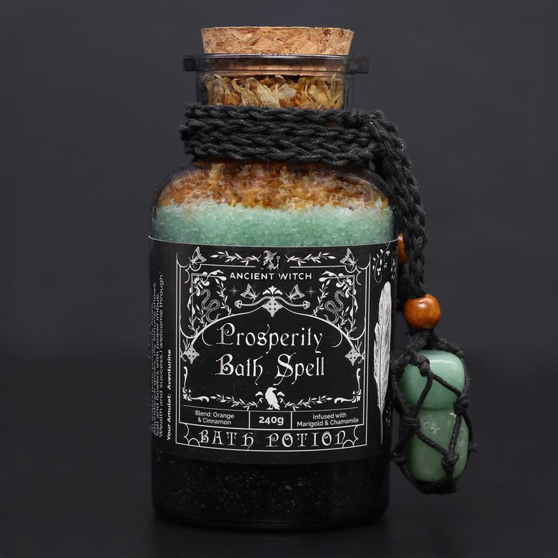 Potion De Bain De Sorcière Ancienne & Amulette En Aventurine - Prospérité