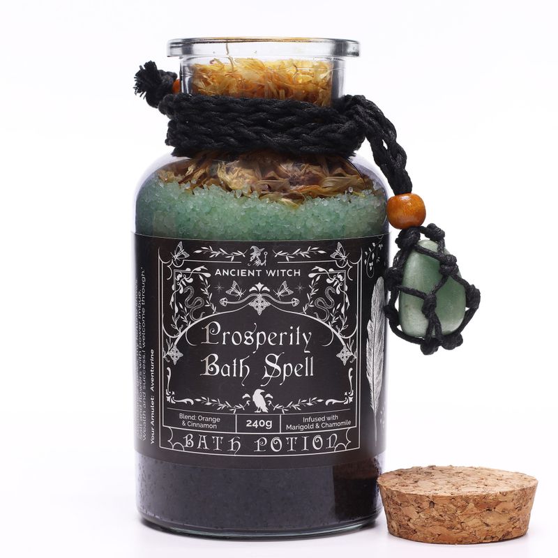 Potion De Bain De Sorcière Ancienne & Amulette En Aventurine - Prospérité