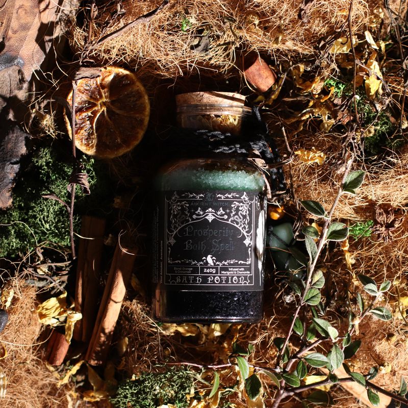 Potion De Bain De Sorcière Ancienne & Amulette En Aventurine - Prospérité