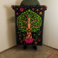 Art Mural En Coton (70x110cm) - Bouddha Arbre De Bodhi