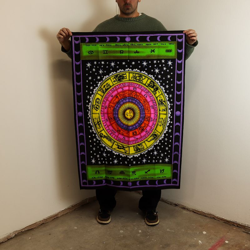 Art Mural En Coton (70x110cm) - Zodiaque Coloré