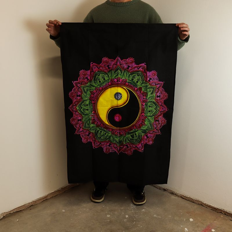 Art Mural En Coton (70x110cm) - Mandala Yin & Yang