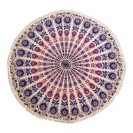 Petit Mandala Rond En Coton (130cm) - Paon Pourpre