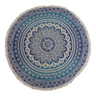 Petit Mandala Rond En Coton (130cm) - Bleu Classique