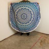 Petit Mandala Rond En Coton (130cm) - Bleu Classique