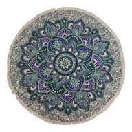 Petit Mandala Rond En Coton (130cm) - Sarcelle & Bleu