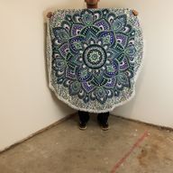 Petit Mandala Rond En Coton (130cm) - Sarcelle & Bleu