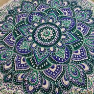 Petit Mandala Rond En Coton (130cm) - Sarcelle & Bleu
