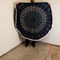 Petit Mandala Rond En Coton (130cm) - Paon Bleu