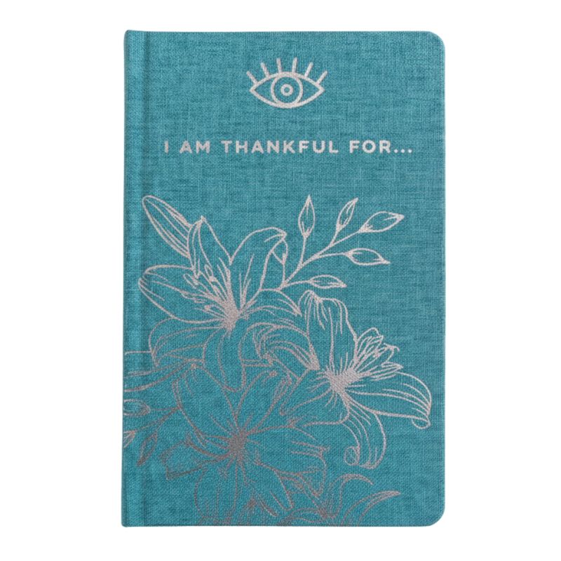 Journal de Gratitude Bleu - 120 pages "I Am Grateful For" avec Bordure Argentée
