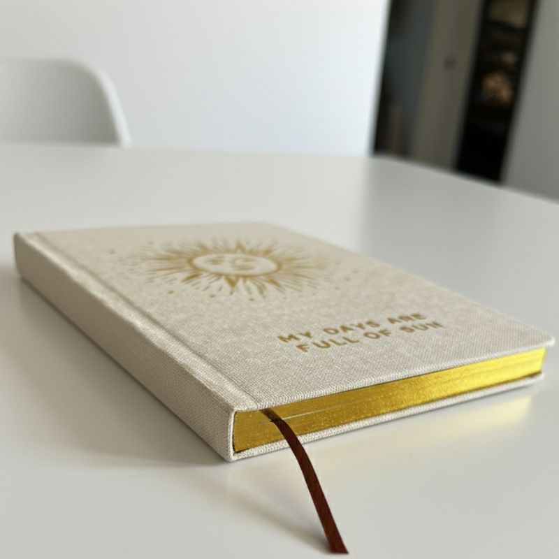 Journal de Gratitude Ivoire - 120 pages "My Days Are Full Of Sun" avec Bordure Dorée