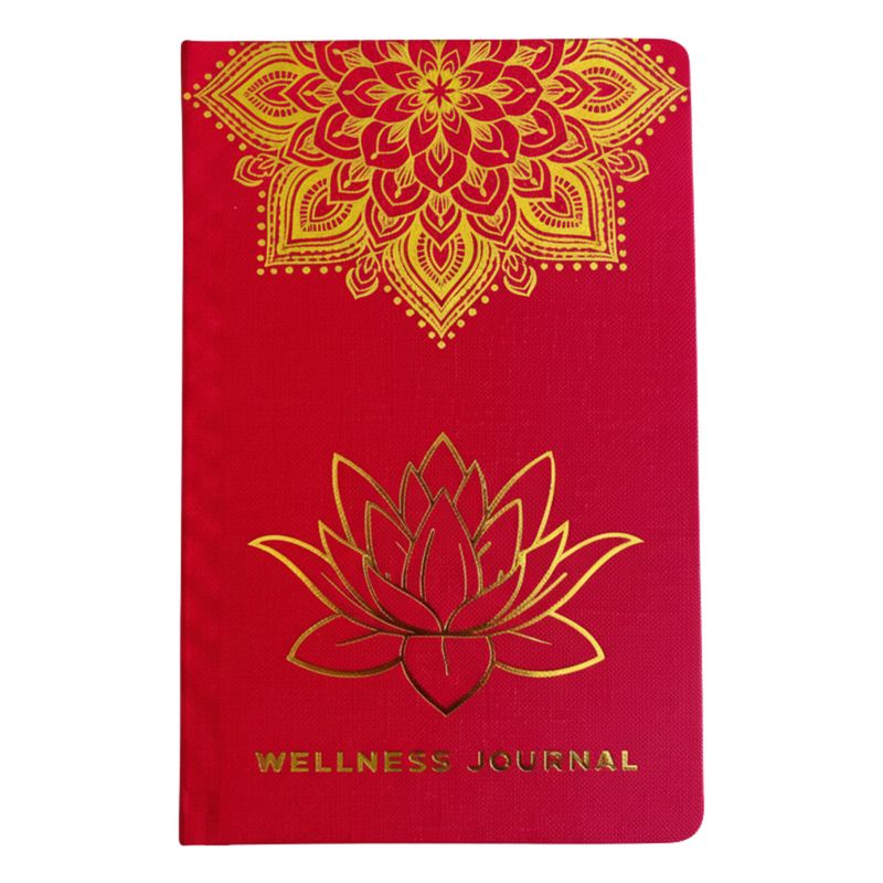 Journal de Bien-Être Rouge - 120 pages - Mandala Doré et Lotus