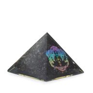 Petite Pyramide en Orgonite 5,5 x 4,5 cm – Bouddha Chakra – Pépites de Tourmaline Noire