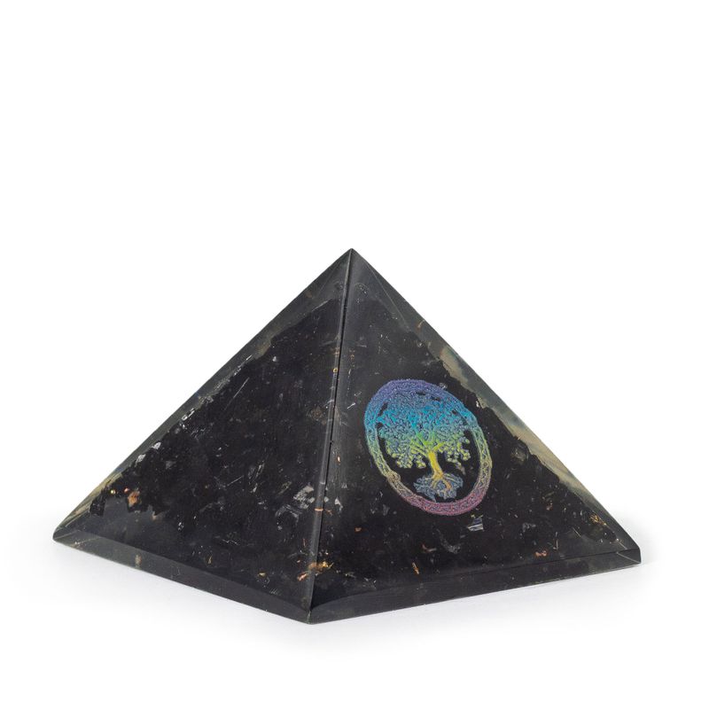 Petite Pyramide en Orgonite 5,5 x 4,5 cm – Arbre de Vie – Pépites de Tourmaline Noire