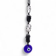 Pendentif Pierre Suspendue – Tourmaline Noire & Sélénite Polie – Œil Protecteur