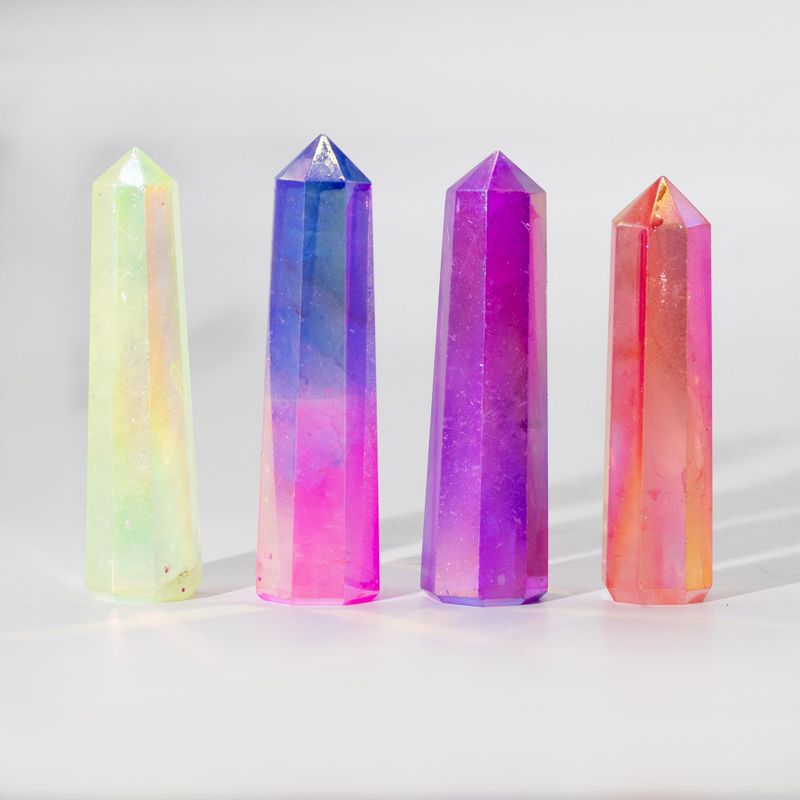 Obélisques En Pierres Précieuses, env. 9 cm – Quartz Cristal Aura – Pêche