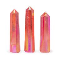 Obélisques En Pierres Précieuses, env. 9 cm – Quartz Cristal Aura – Pêche