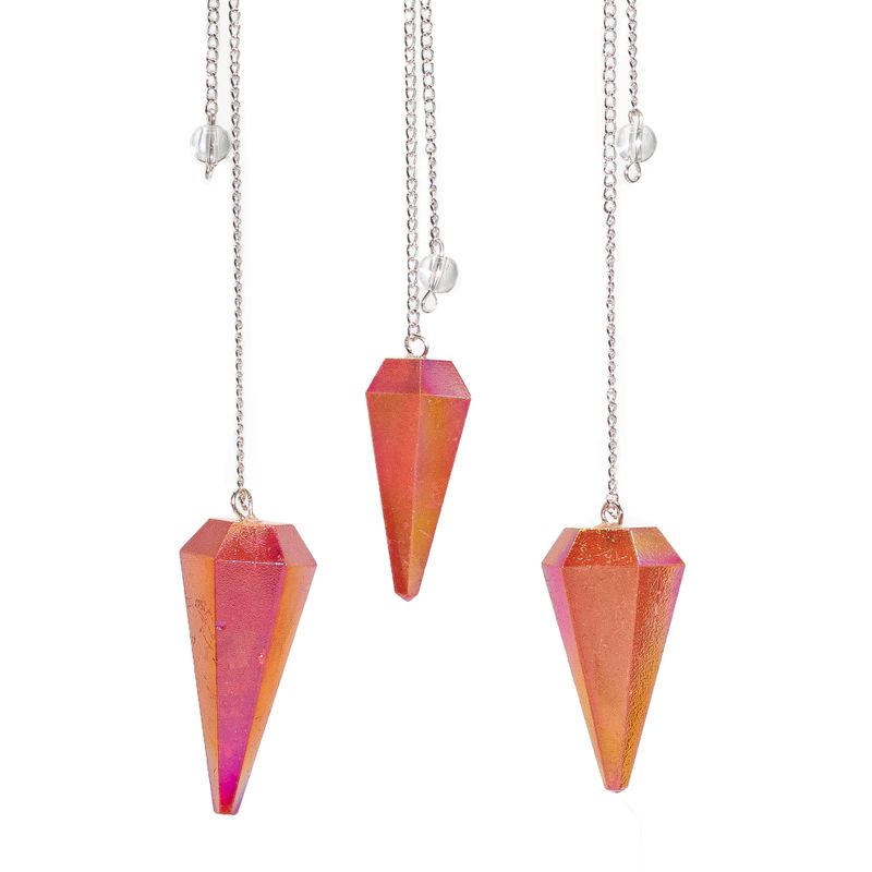 Pendule à Six Faces – Cristal Aurore Pêche – 4 cm
