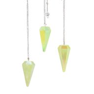 Pendule à Six Faces – Cristal Aurore Vert Pale– 4 cm