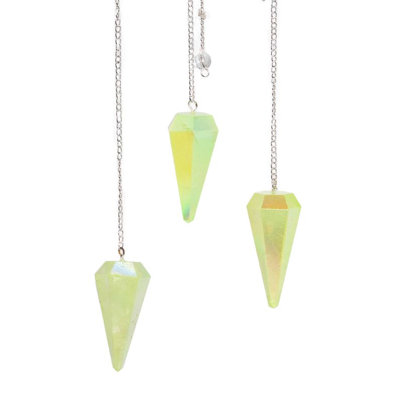 Pendule à Six Faces – Cristal Aurore Vert Pale– 4 cm