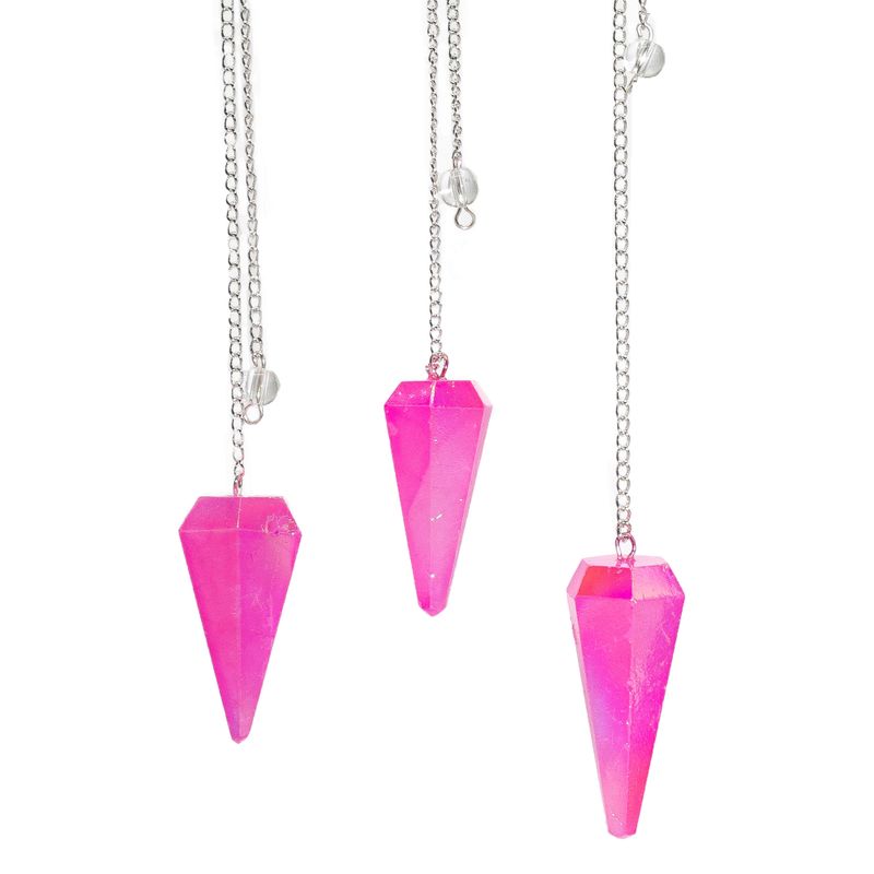 Pendule à Six Faces – Cristal Aurore Rose – 4 cm