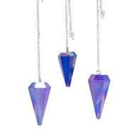 Pendule à Six Faces – Cristal Aurore Bleu – 4 cm
