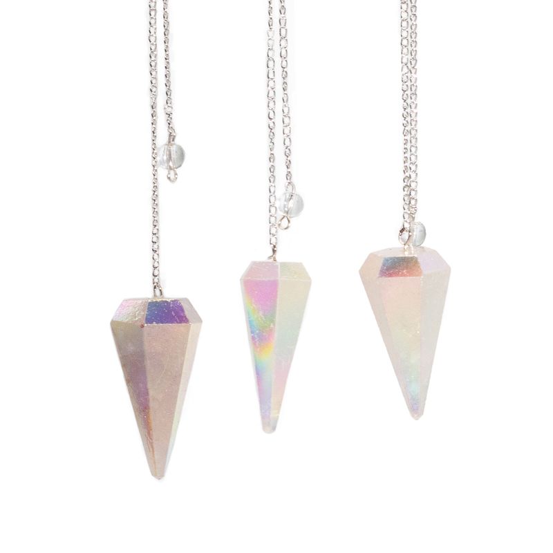 Pendule à Six Faces – Cristal Aurore Blanc – 4 cm