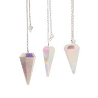 Pendule à Six Faces – Cristal Aurore Blanc – 4 cm