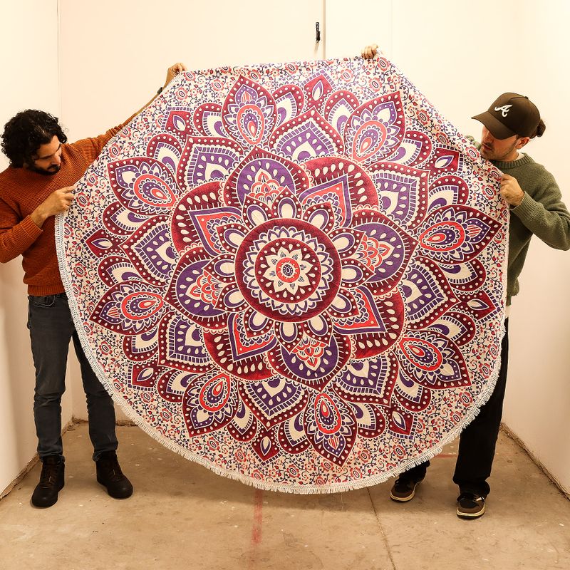 Grand Mandala Rond En Coton (180cm) - Rose & Violet