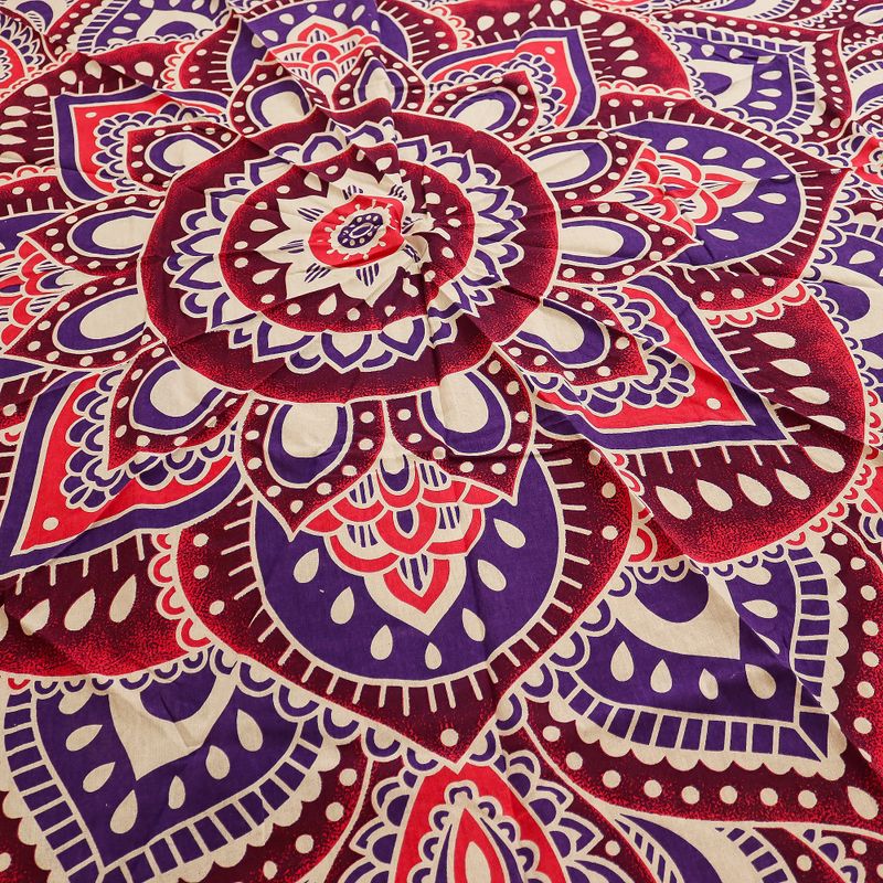 Grand Mandala Rond En Coton (180cm) - Rose & Violet