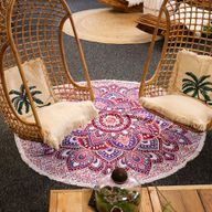 Grand Mandala Rond En Coton (180cm) - Rose & Violet