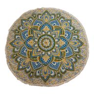 Grand Mandala Rond En Coton (180cm) - Jaune & Bleu