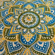 Grand Mandala Rond En Coton (180cm) - Jaune & Bleu