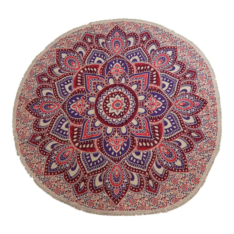 Grand Mandala Rond En Coton (180cm) - Rose & Violet
