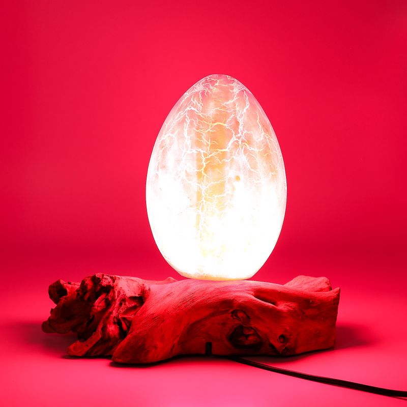 Lampe DriftGlow – Abat-jour Œuf de Feu Craquelé – Orange