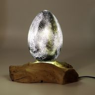 Lampe DriftGlow – Abat-jour Œuf de Lave Craquelé – Gris