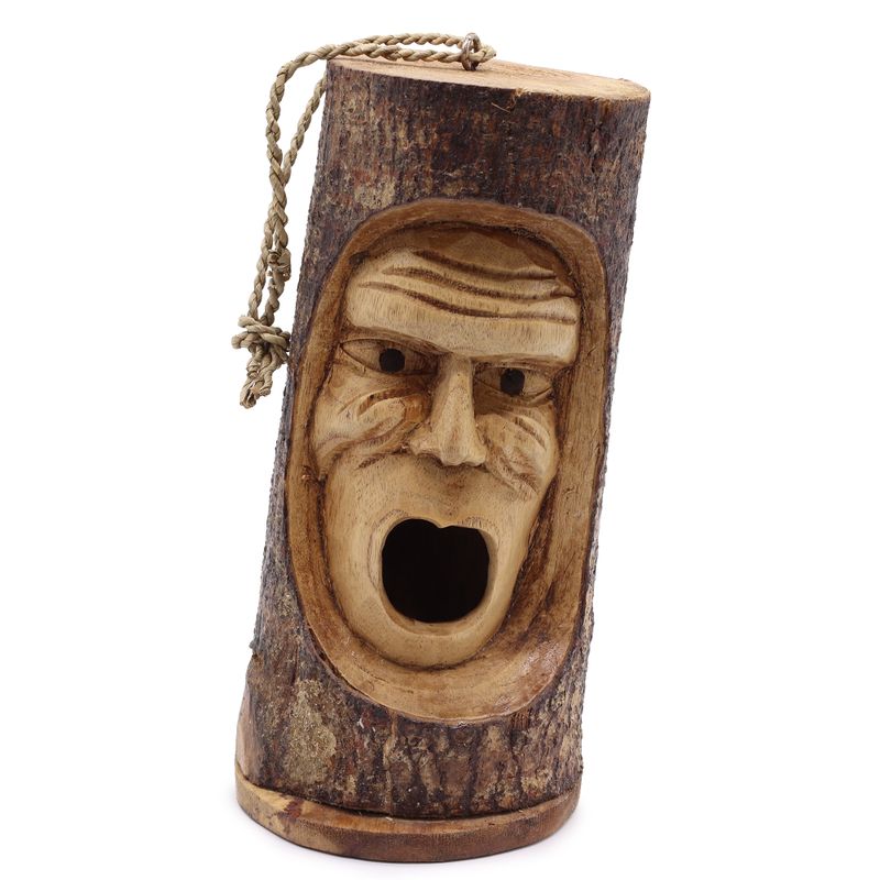 Tronc d’arbre visage - Nichoir - Vieux grincheux