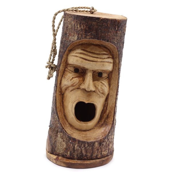 Tronc d’arbre visage - Nichoir - Vieux grincheux