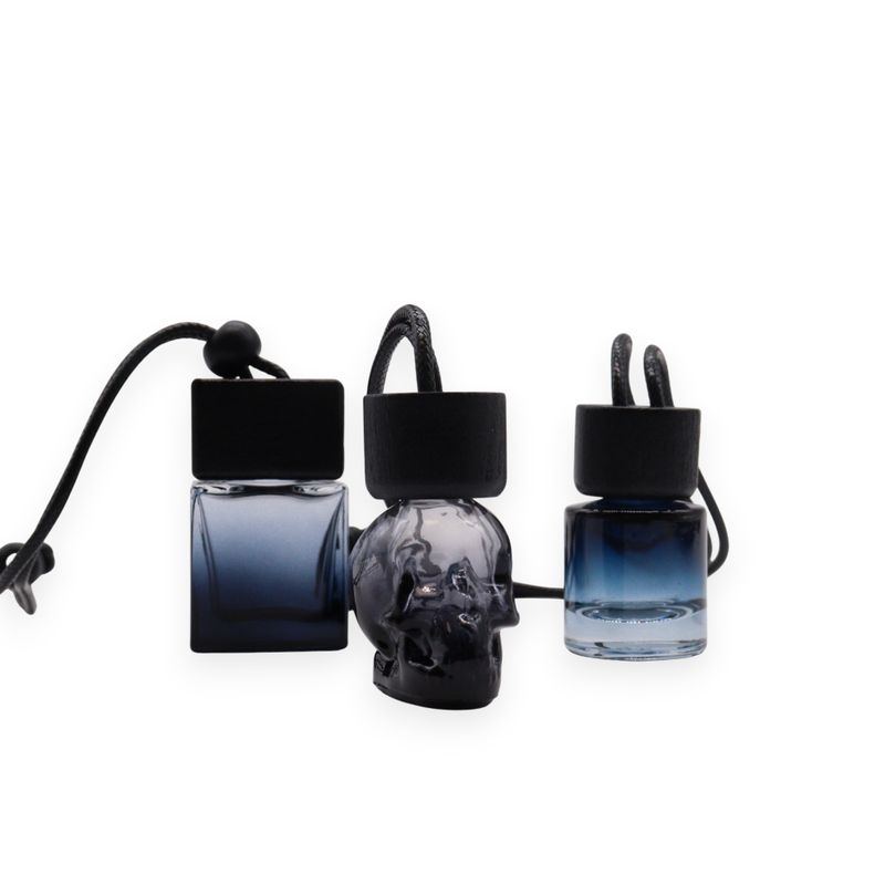 Flacons Diffuseurs Suspendus Noirs Pour Voiture – 8 ml – 3 Designs Assortis