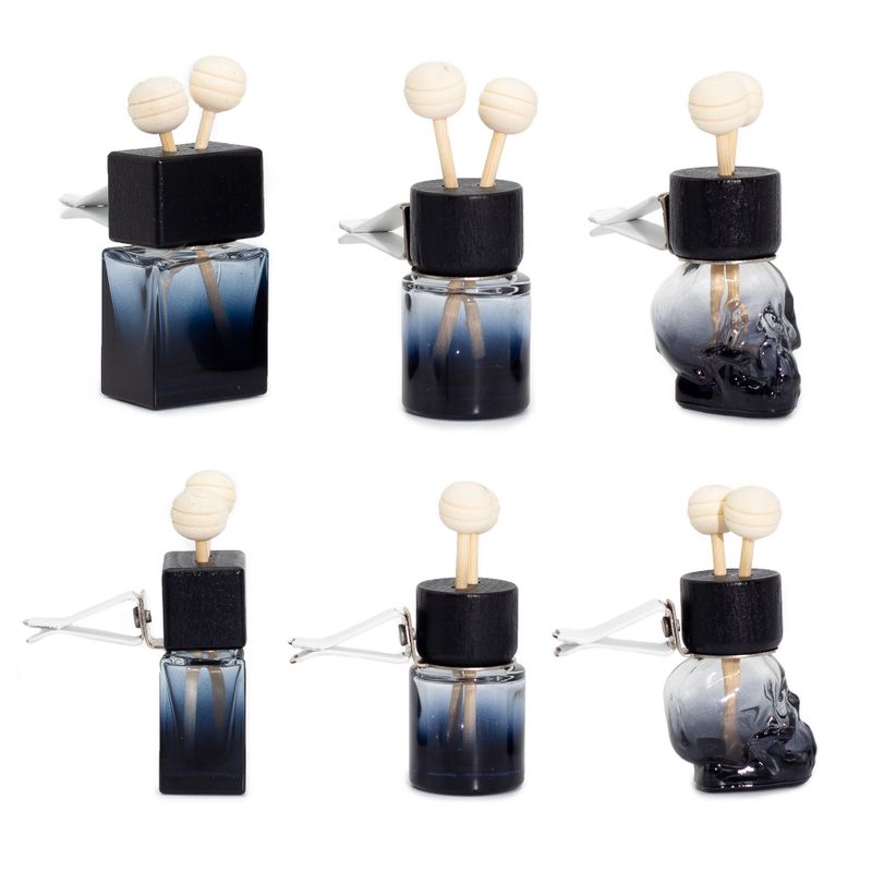 Flacons Diffuseurs Noirs à Clipser Pour Voiture – 8 ml – 3 Designs Assortis