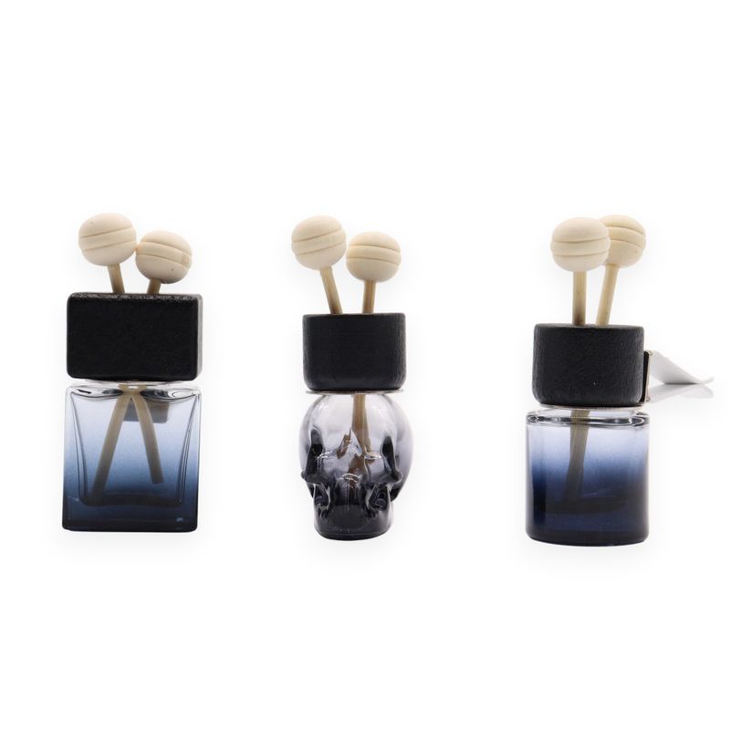 Flacons Diffuseurs Noirs à Clipser Pour Voiture – 8 ml – 3 Designs Assortis