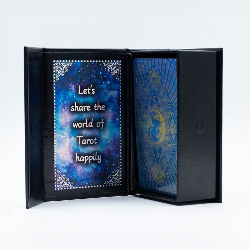 Jeu de Cartes de Tarot Avec Dorure Bleue – Lune en Visage – Avec Livret