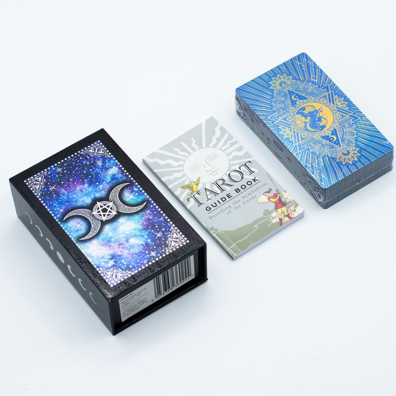 Jeu de Cartes de Tarot Avec Dorure Bleue – Lune en Visage – Avec Livret